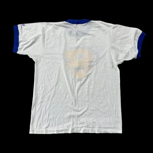 Vintage 1980s Special Olympics T Shirt Large Screen Stars USA Blue Yellow Angels - Picture 3 of 11